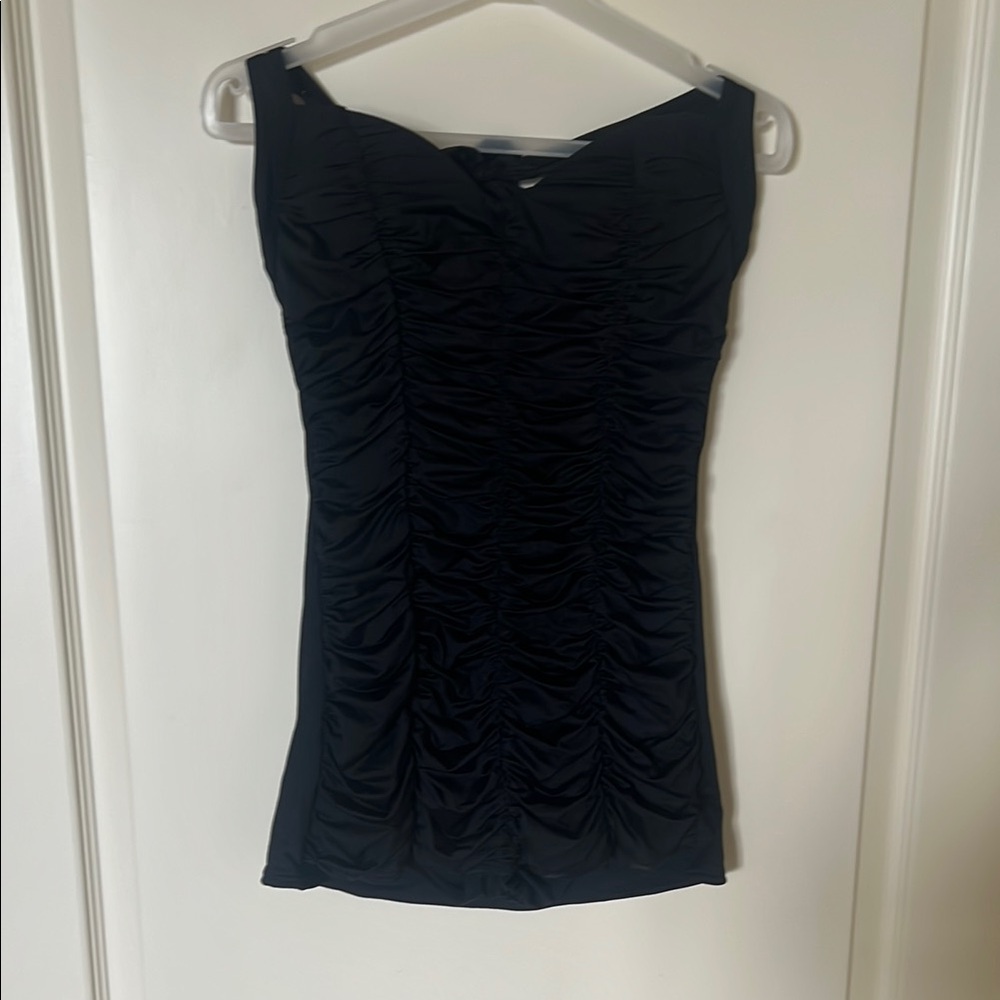 DKNY Black Ruched One-Piece Swimsuit